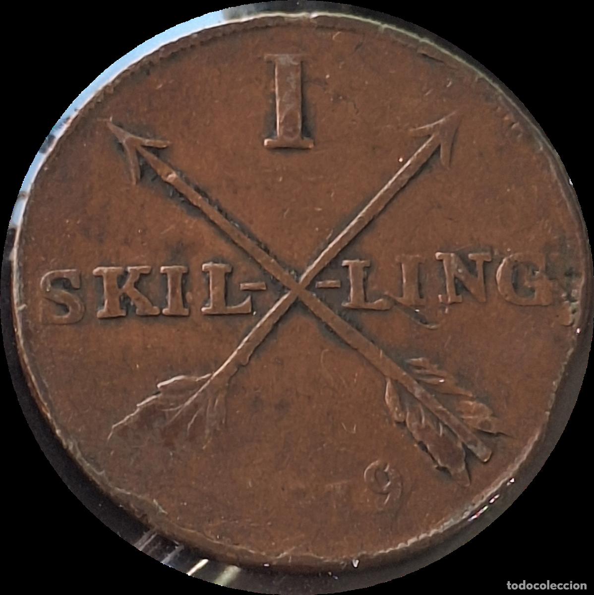 Monete antiche di Europa: Suecia. 1 Skilling 1819. Carlos XIV.