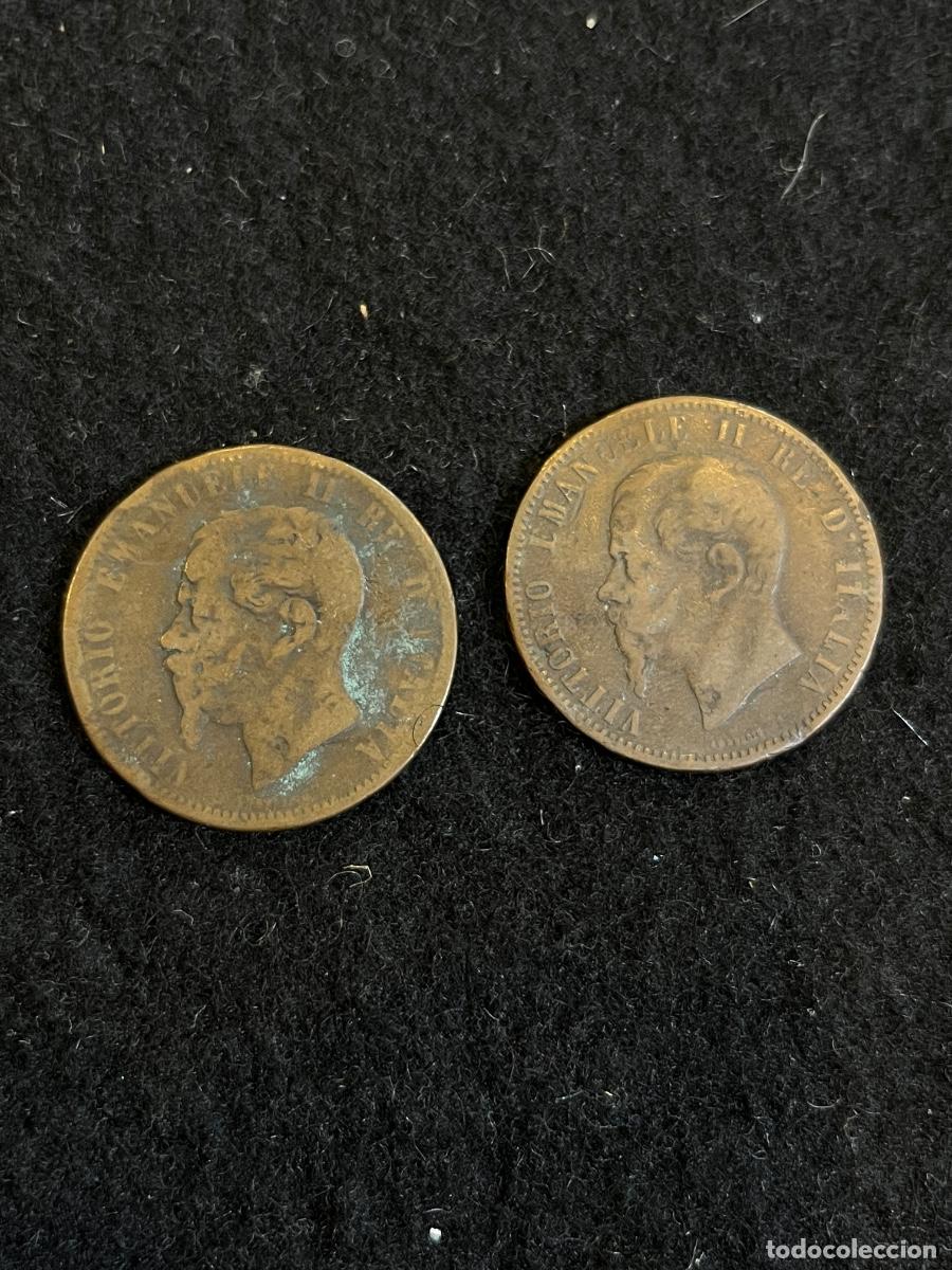 Alte M&uuml;nzen aus Europa: Lote 2 monedas 10 Centesimi Reino de Italia V&iacute;ctor Manuel II cobre siglo XIX 1862-1867 Regno d'Itali