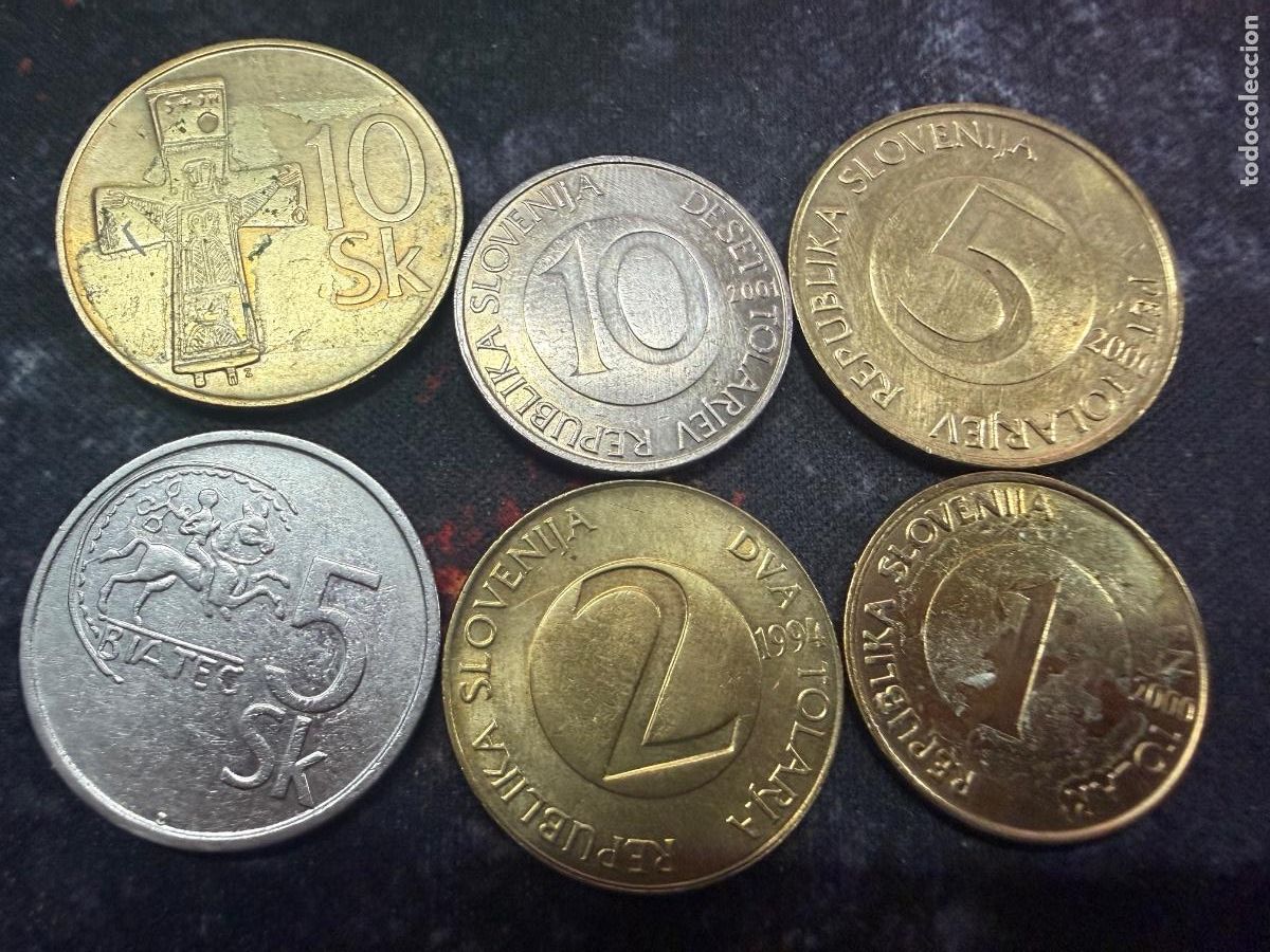Monete antiche di Europa: 60.- 6 monedas: animales de Eslovenia y Eslovaquia