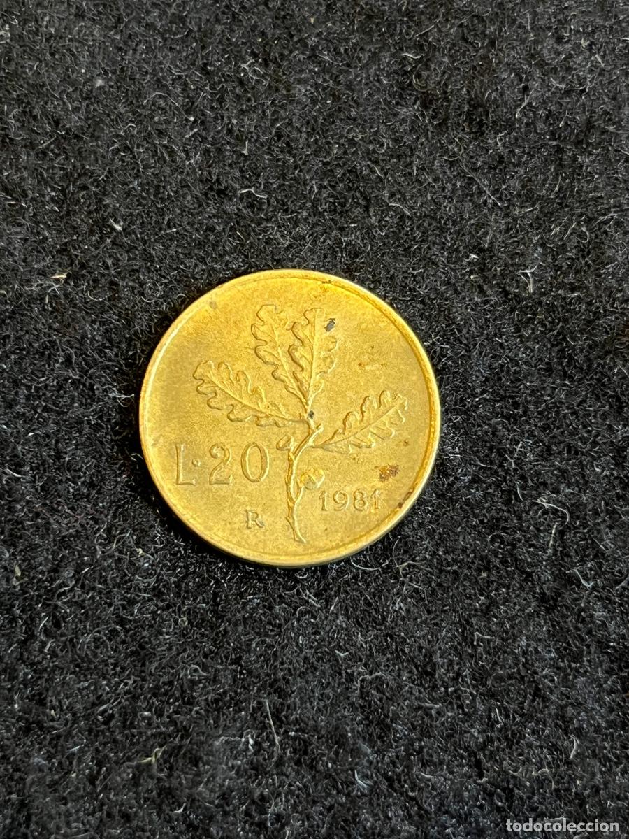 Old Coins of Europe: Moneda 20 Liras Italia 1981 Rama de Roble Bronzital Rep&uacute;blica Italiana Ceca Roma Coleccionismo Numis