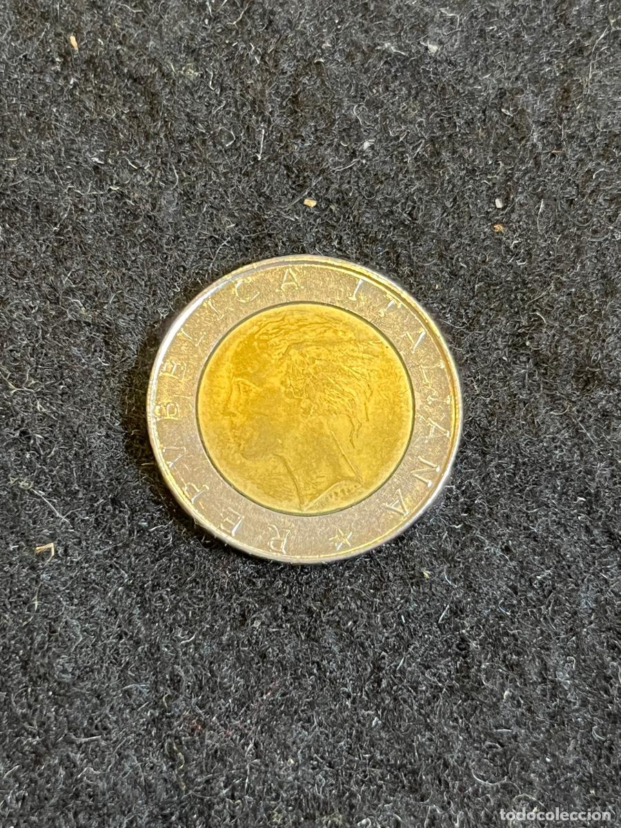 Monete antiche di Europa: Moneda 500 Liras Italia 1986 Bimet&aacute;lica Piazza del Quirinale Rep&uacute;blica Italiana Braille Coleccionism