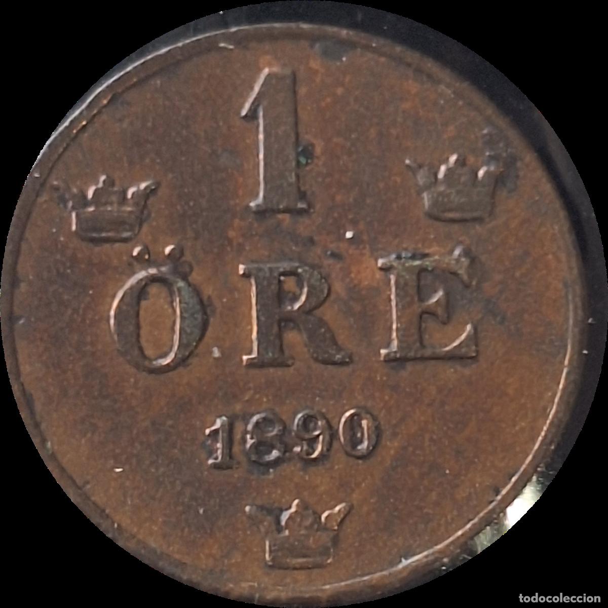 Monete antiche di Europa: Suecia. 1 ore 1890. Oscar II. Escasa