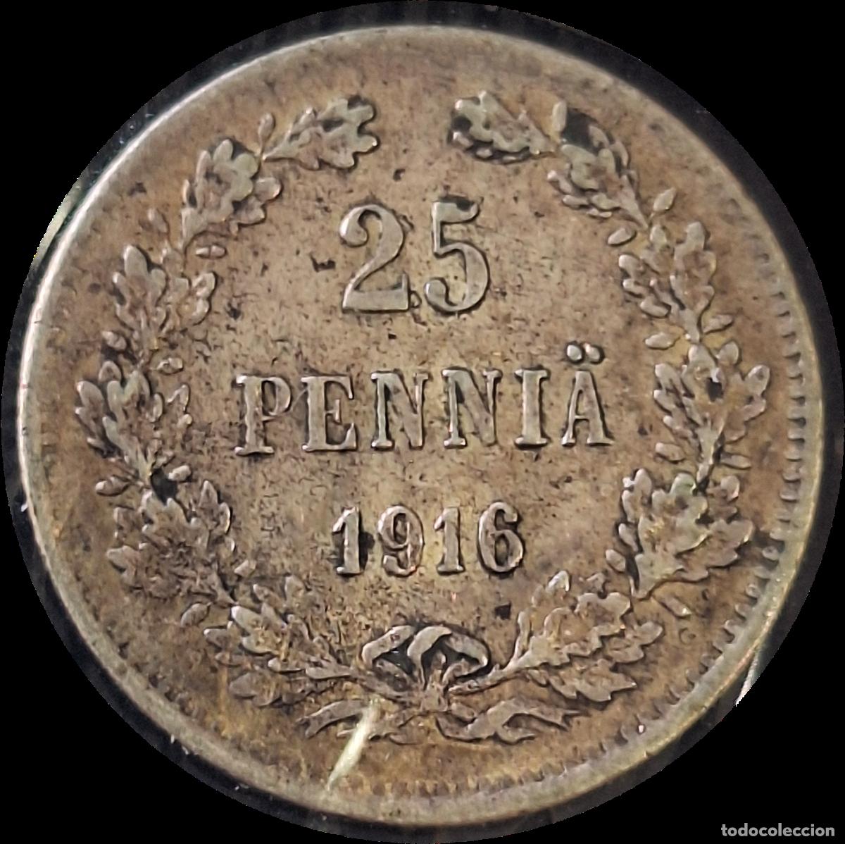 Monete antiche di Europa: PLATA. Finlandia ocupaci&oacute;n rusa. 25 pennia 1816. Zar Nicol&aacute;s II. Escasa