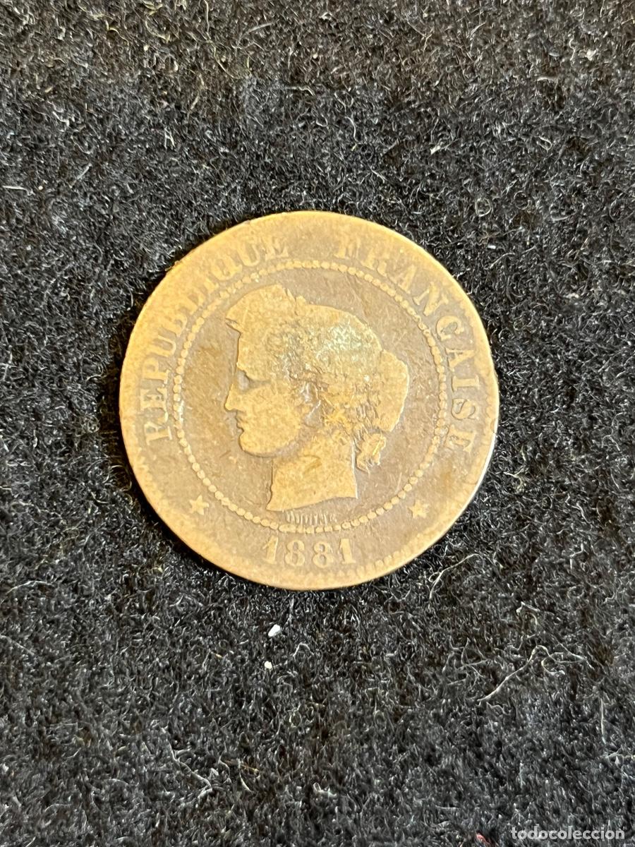 Alte M&uuml;nzen aus Europa: Moneda 5 C&eacute;ntimos Francia 1881 Ceca A Par&iacute;s Daniel-Dupuis III Rep&uacute;blica Francesa Bronce