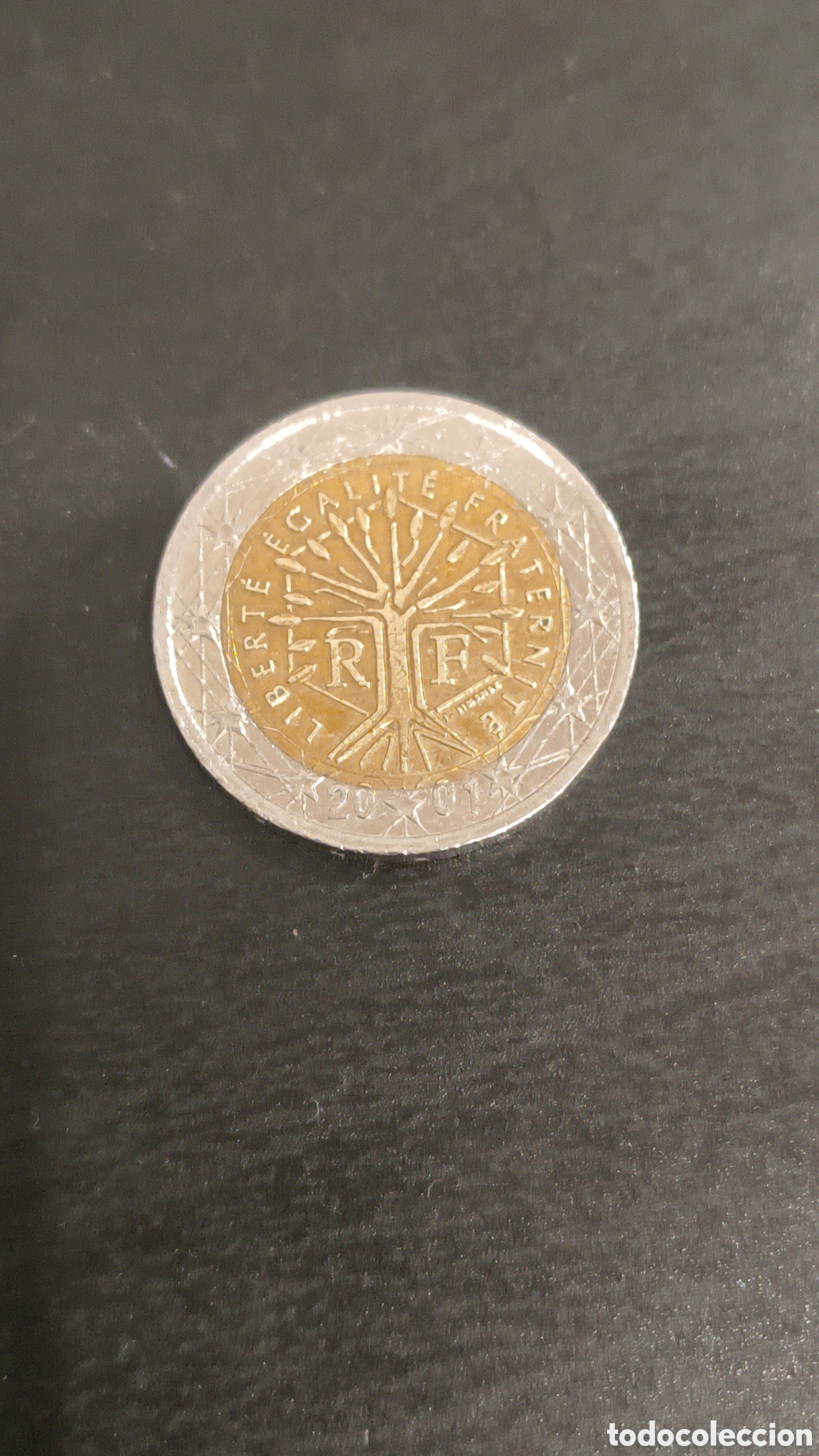 Old Coins of Europe: Moneda 2 Euros Francia 2001 &rdquo;Arbol de la vida&rdquo; Con error de acu&ntilde;aci&oacute;n.