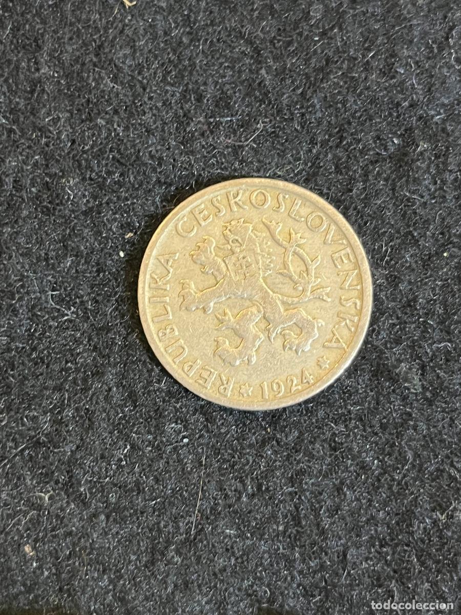 Alte M&uuml;nzen aus Europa: Moneda 1 Corona Checoslovaquia 1924 Koruna Rep&uacute;blica Checoslovaca O. &Scaron;paniel Moneda Antigua Coleccio