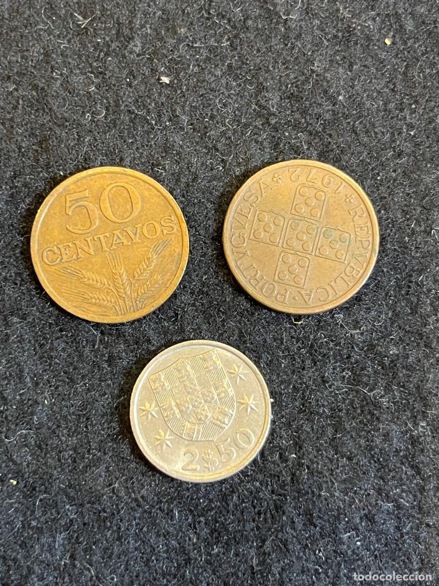 Monnaies anciennes de Europe: Lote de 3 monedas Portugal 50 Centavos 1972 y 1973 + 2$50 Escudos 1983 Rep&uacute;blica Portuguesa