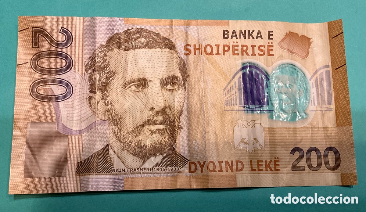 Alte M&uuml;nzen aus Europa: Billete Albania 200 Leke 2017 (2019) &ndash; Pol&iacute;mero &ndash; Naim Frash&euml;ri (P-76)