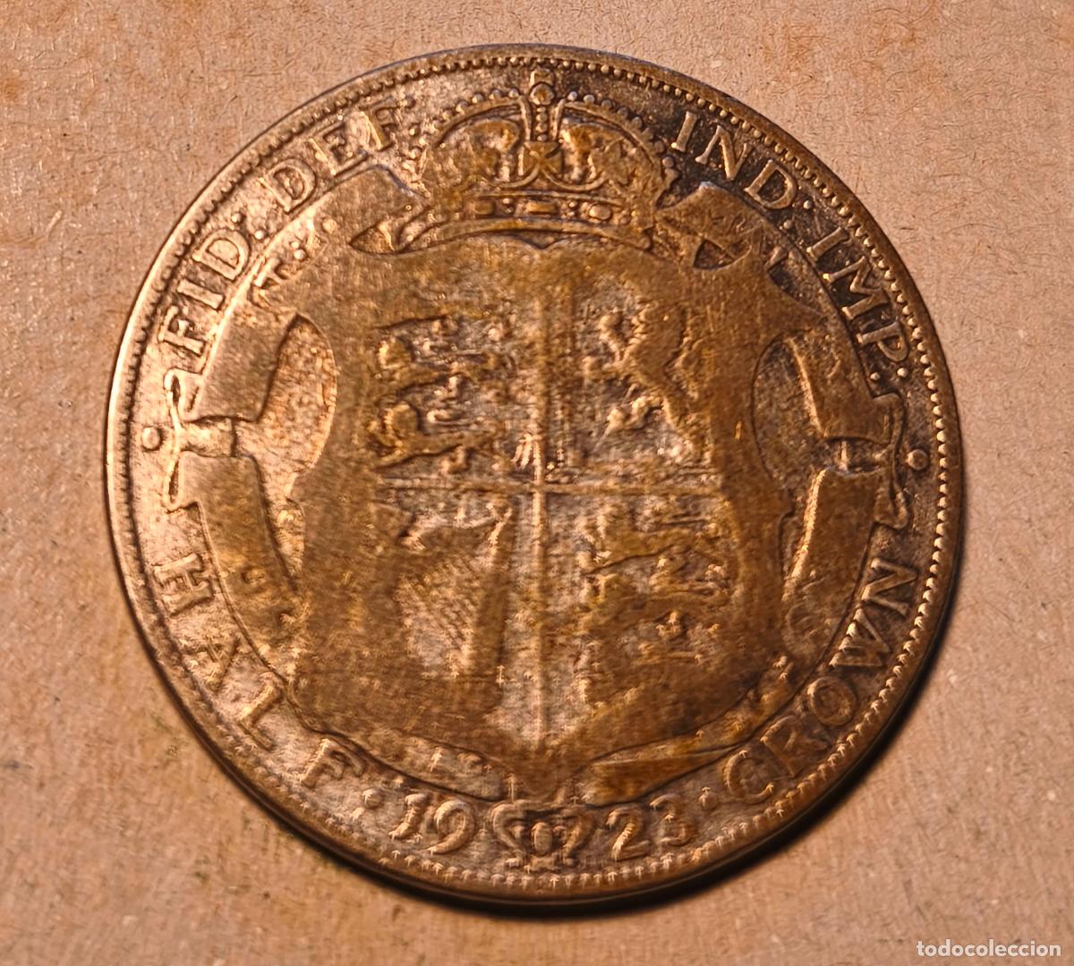 Monedas antiguas de Europa: Moneda plata antigua media corona Jorge V, 1920, Gran Breta&ntilde;a