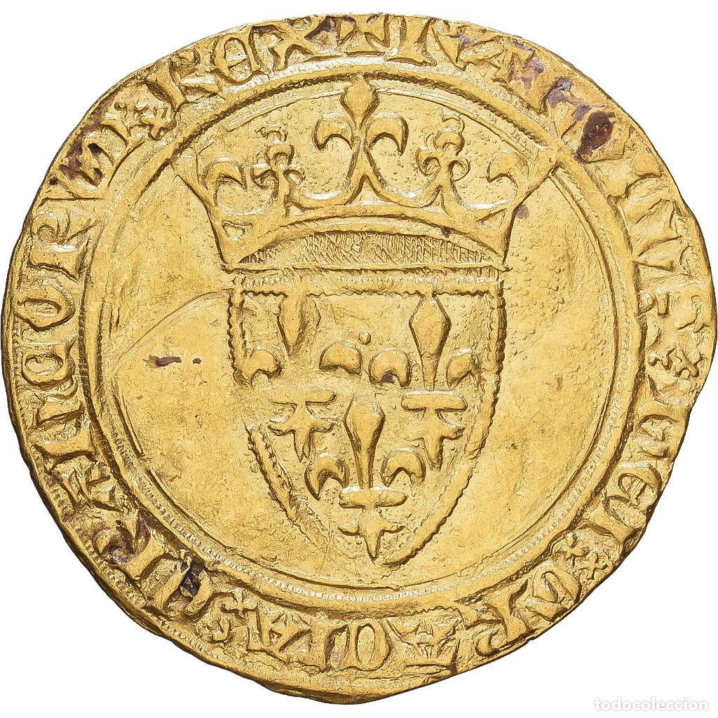 Monete antiche di Europa: [#1547515] Francia, Charles VI, Ecu d'or, 1423, Angers, Oro, MBC