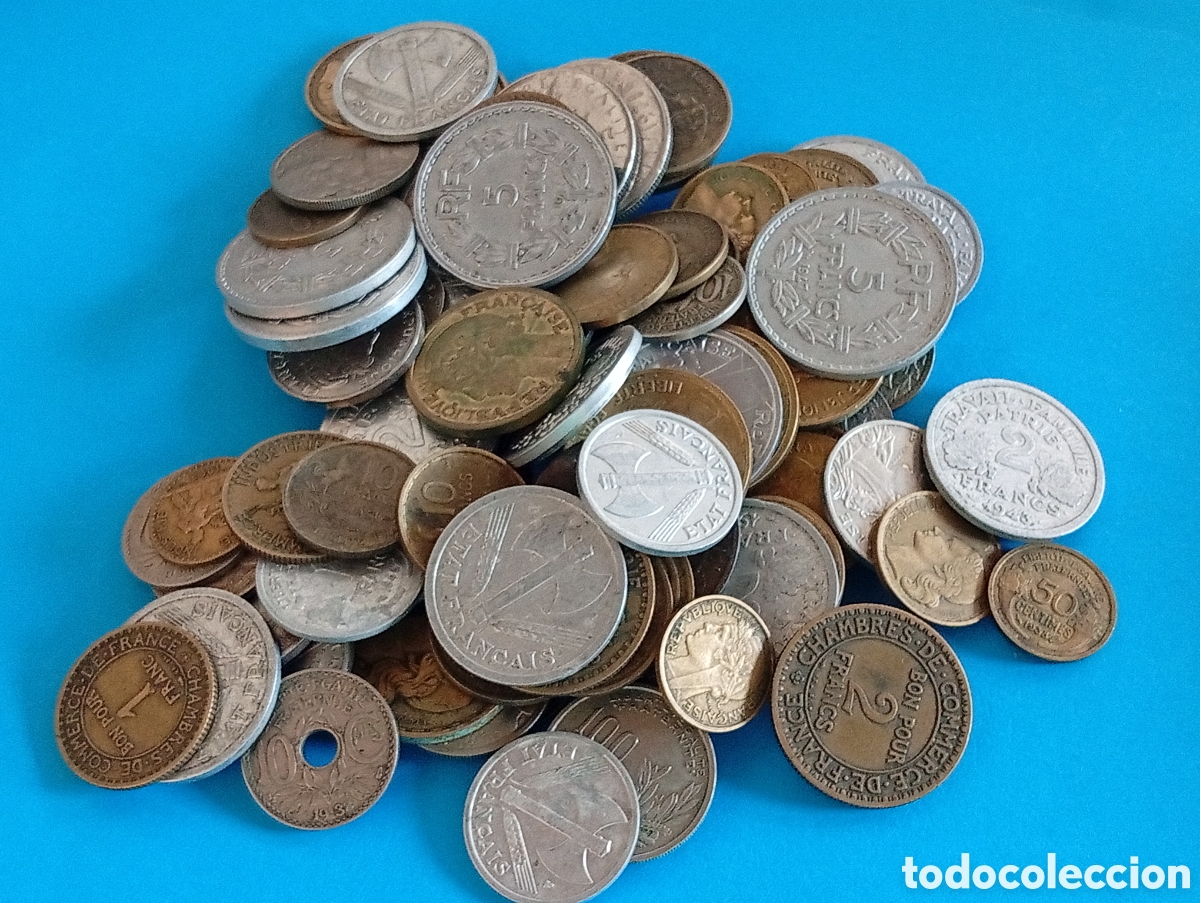 Moedas antigas da Europa: Lote de 100 monedas de Francia siglo XX