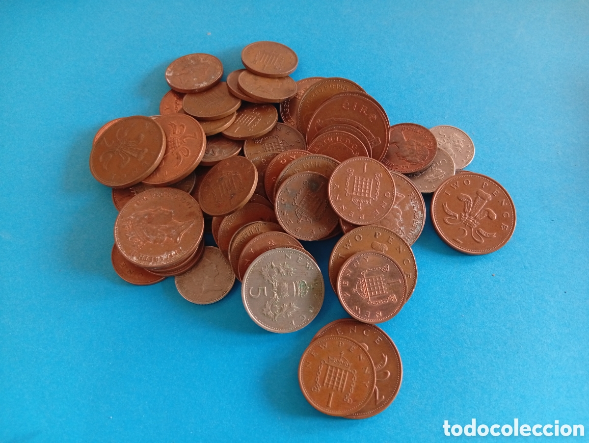 Monete antiche di Europa: Lote de 62 monedas de Gran Breta&ntilde;a