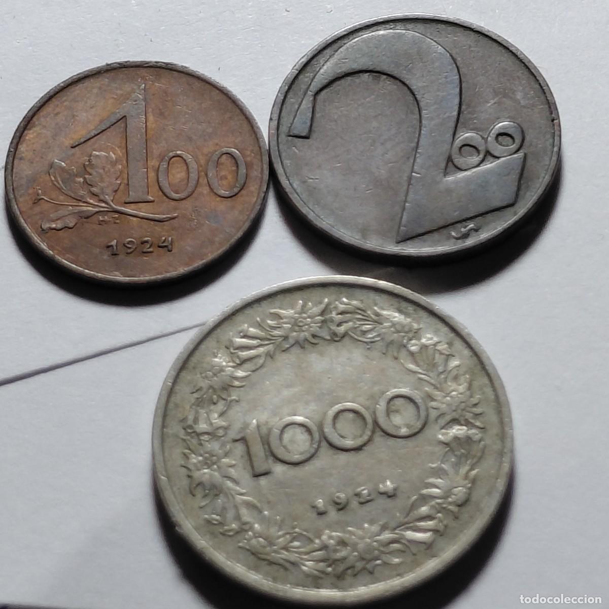 Moedas antigas da Europa: AUSTRIA - lote 3 monedas antiguas - 1300 KRONEN 1924