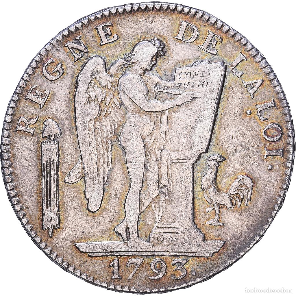 Monete antiche di Europa: [#1547889] Francia, Convention, ECU, 6 Livres, G&eacute;nie, 1793, Paris, Plata, MBC