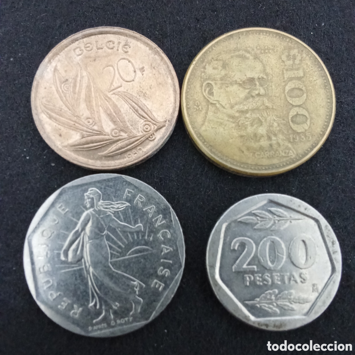 Monete antiche di Europa: Lote 4 monedas distintas internacionales