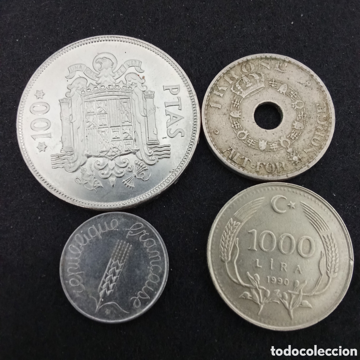 Moedas antigas da Europa: Lote 4 monedas distintas internacionales