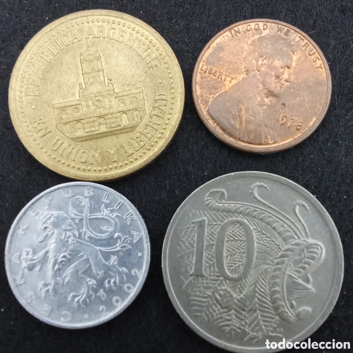 Moedas antigas da Europa: Lote 4 monedas distintas internacionales