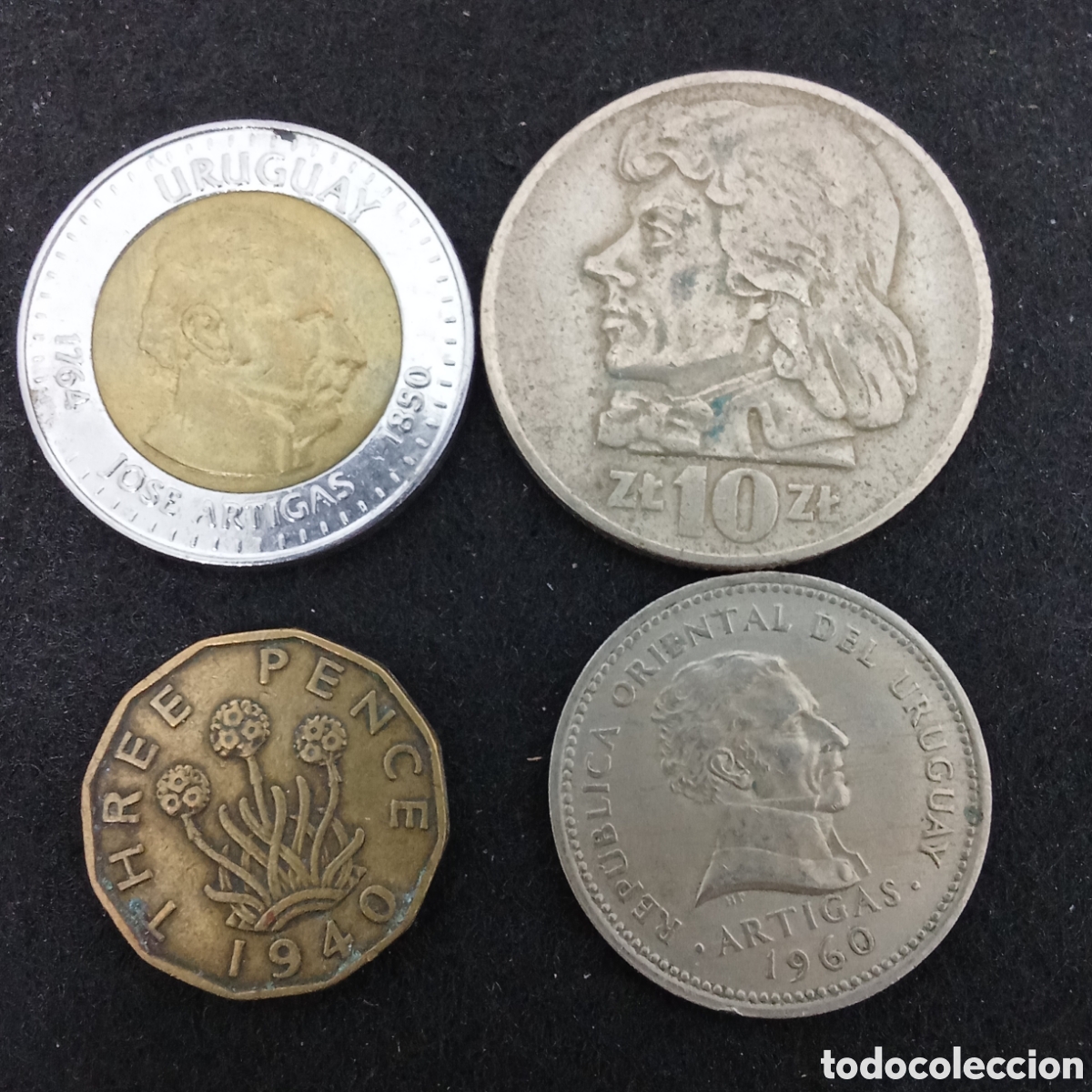 Monnaies anciennes de Europe: Lote 4 monedas distintas internacionales