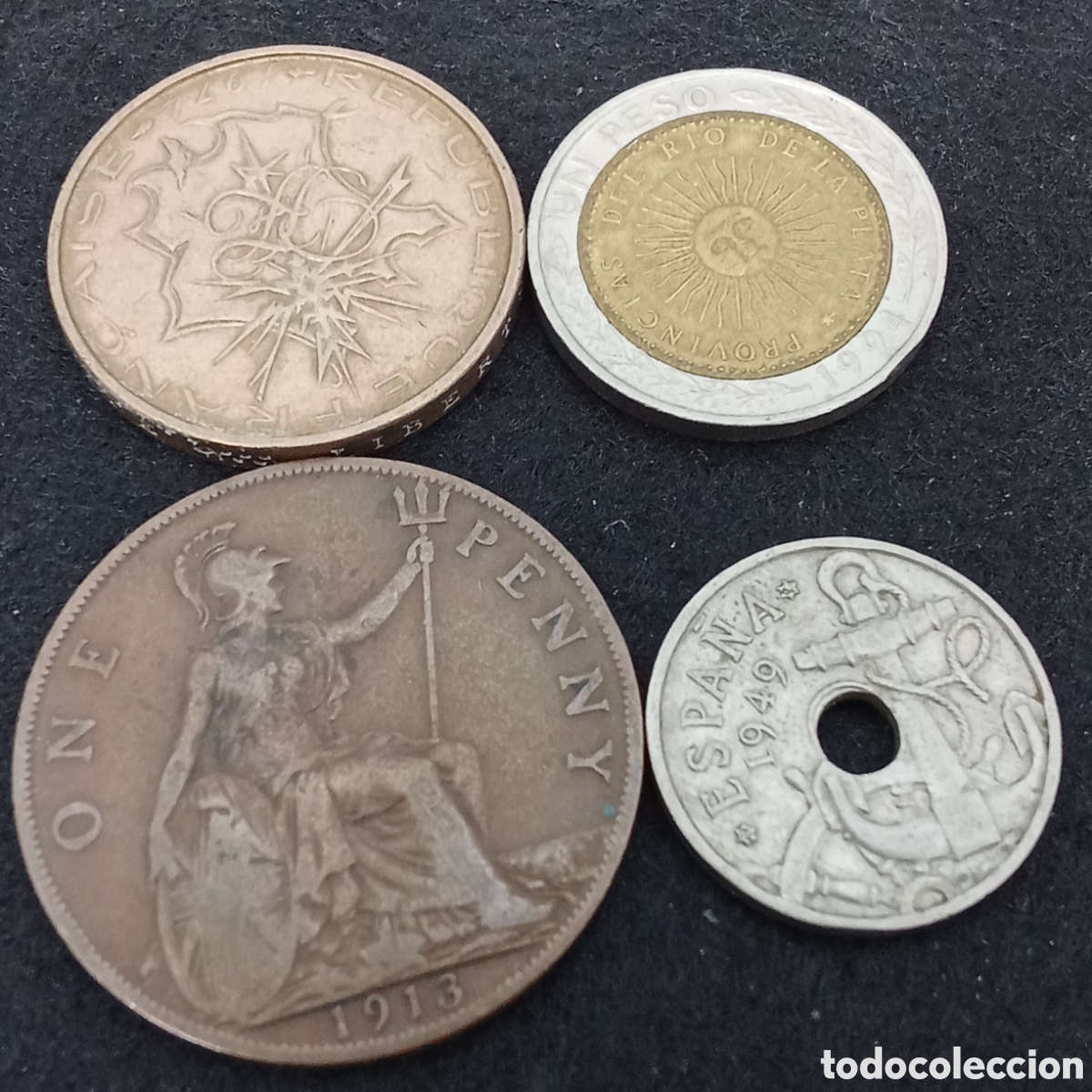 Moedas antigas da Europa: Lote 4 monedas distintas internacionales