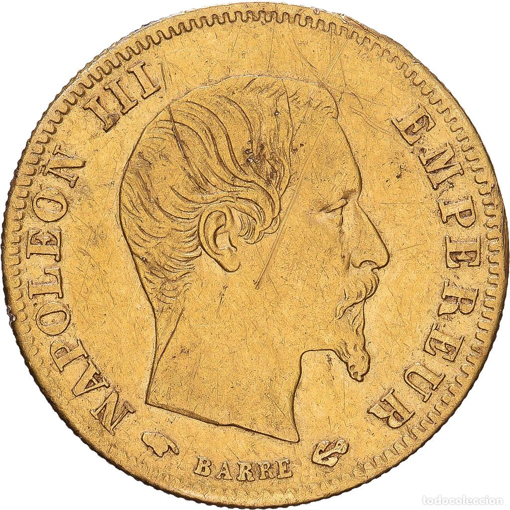 Moedas antigas da Europa: [#1203478] Francia, Napoleon III, 5 Francs, Napol&eacute;on III, 1859, Paris, Oro, MBC, KM:787.1
