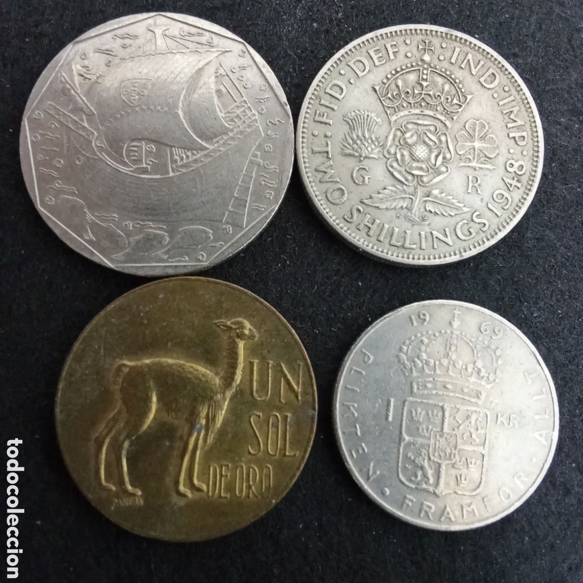 Moedas antigas da Europa: Lote 4 monedas distintas internacionales