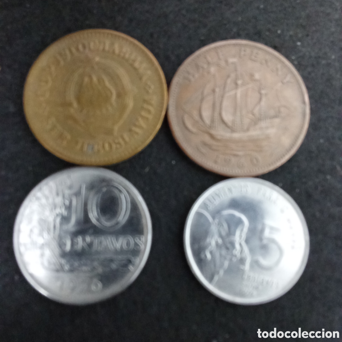 Moedas antigas da Europa: Lote 4 monedas distintas internacionales