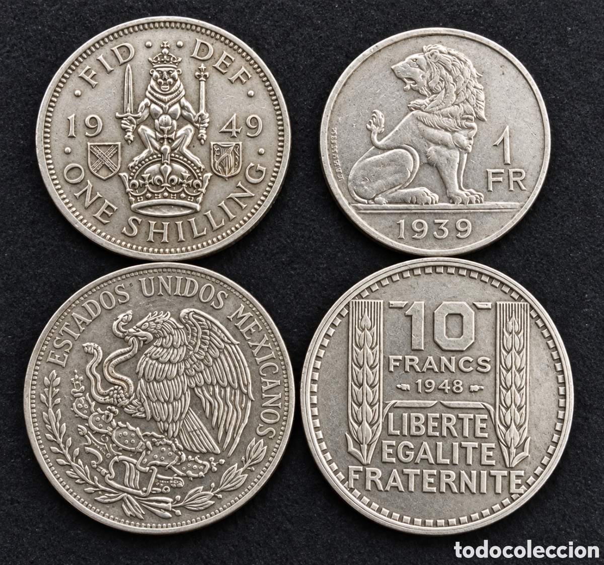 Moedas antigas da Europa: Lote 4 monedas distintas internacionales