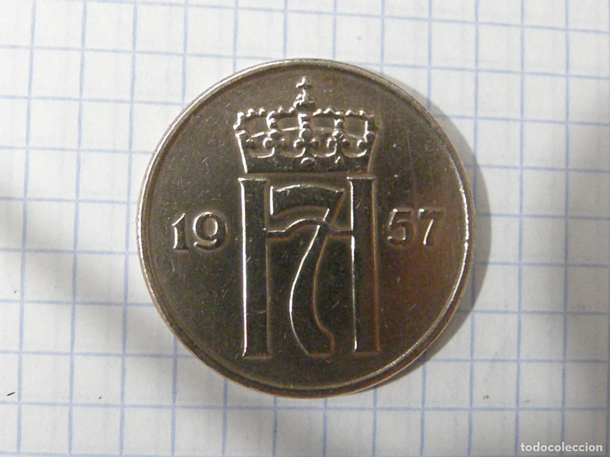Old Coins of Europe: 5 &Oslash;RE NORUEGA 1957 KM#400 HAAKON VII MONOGRAM | BRONCE