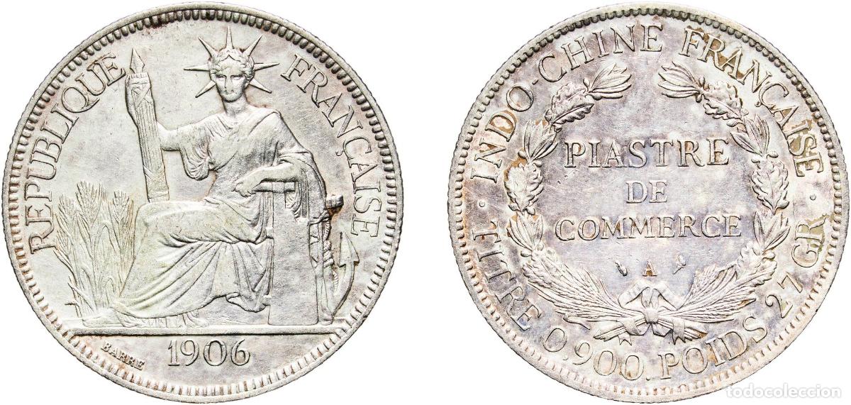 Alte M&uuml;nzen aus Europa: French Indochina French colony 1906 A 1 Piastre Silver (.900) (Copper .100) Paris Mint (10194000) 2