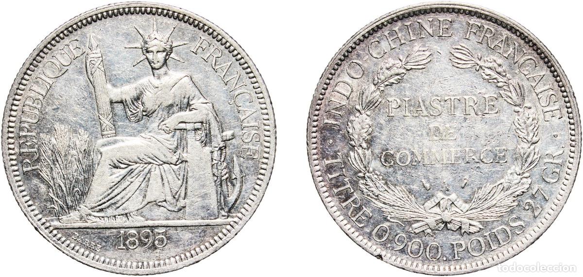 Alte M&uuml;nzen aus Europa: French Indochina French colony 1895 A 1 Piastre Silver (.900) (Copper .100) Paris Mint (3798000) 27