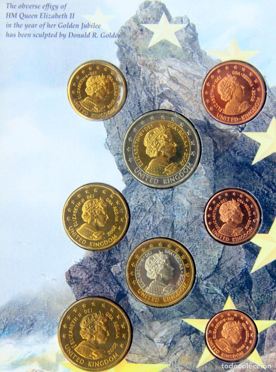 Moedas antigas da Europa: UK 2002 cartera EURO 1 CENT a 2 EUR - prueba (no oficial) EURO PATTERN
