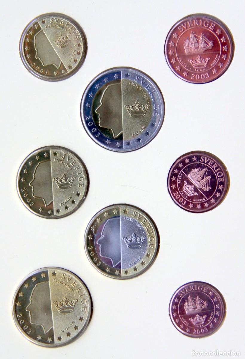 Moedas antigas da Europa: SUECIA 2003 cartera EURO 1 CENT a 2 EUR - prueba (no oficial) EURO PATTERN