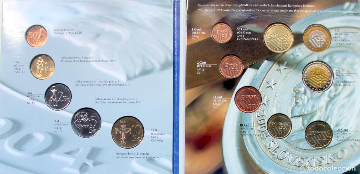 Moedas antigas da Europa: ESLOVAQUIIA 2004 ESTUCHE EUROS Y CORONAS