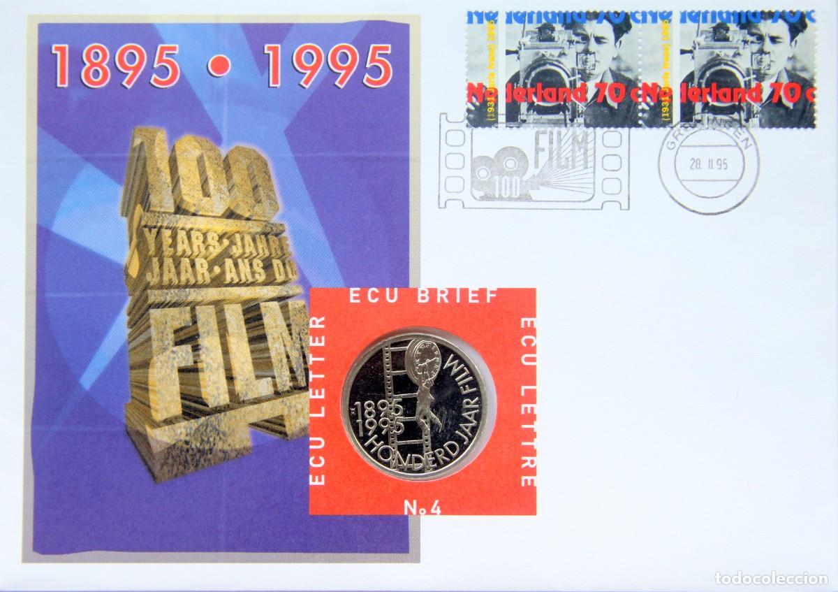 Monedas antiguas de Europa: CARTA NUMISMATICA/MONEDA CONMEMORATIVA FDC HOLANDA 1 ECU 1995 ECU BRIEF n&deg;4 CENENARIO DEL CINE