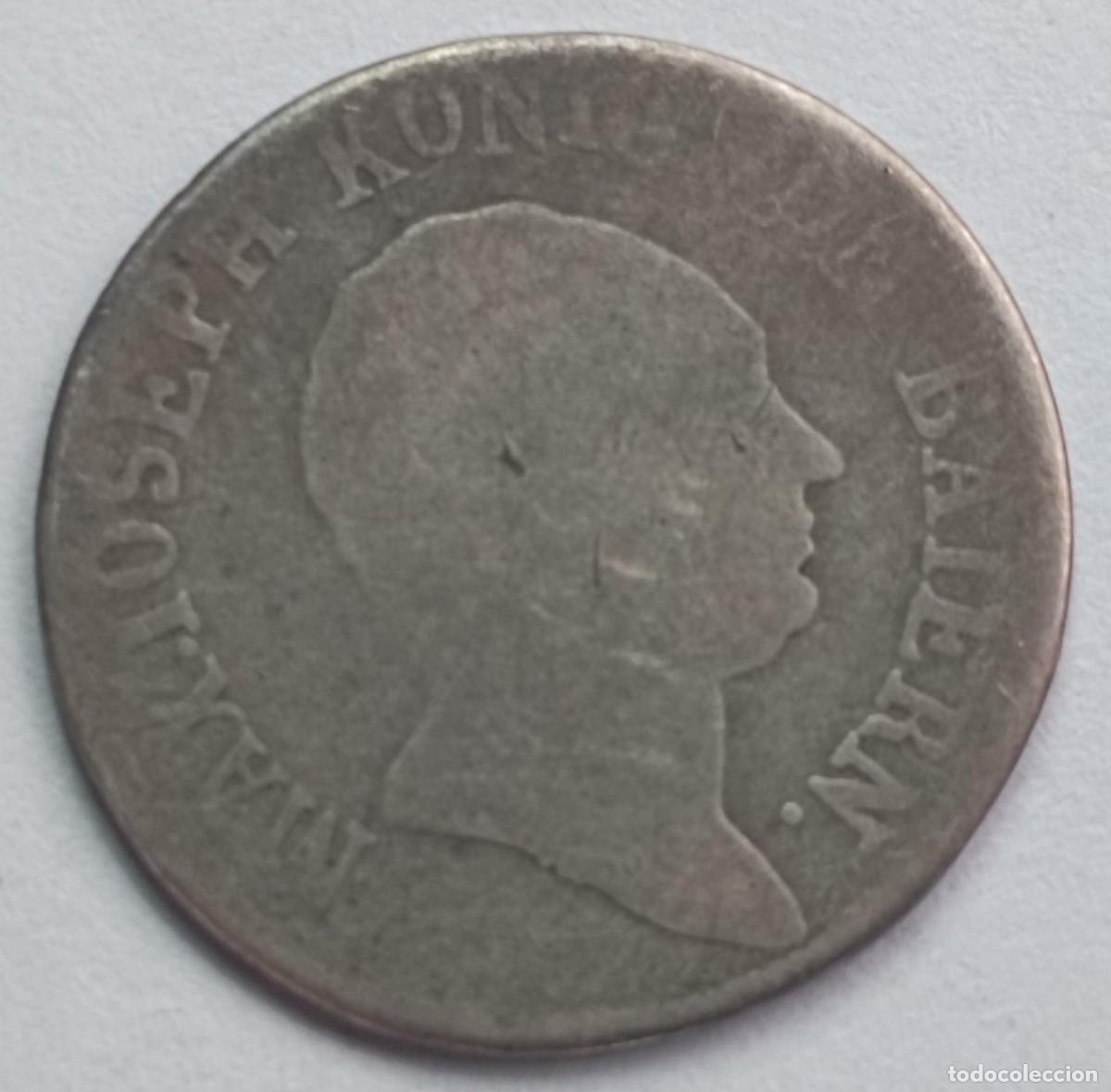 Moedas antigas da Europa: Moneda de Alemania (Baviera) 6 kreuzer de 1812 (Maximiliano I Joseph) Plata (Vell&oacute;n)