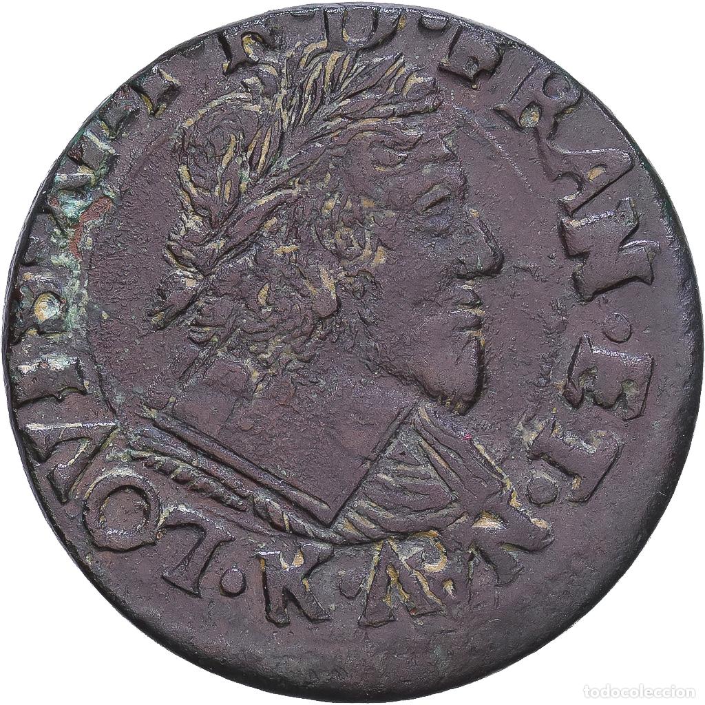 Monete antiche di Europa: [#1547531] Francia, Louis XIII, Double Tournois, 1638, Bordeaux, Cobre, MBC+