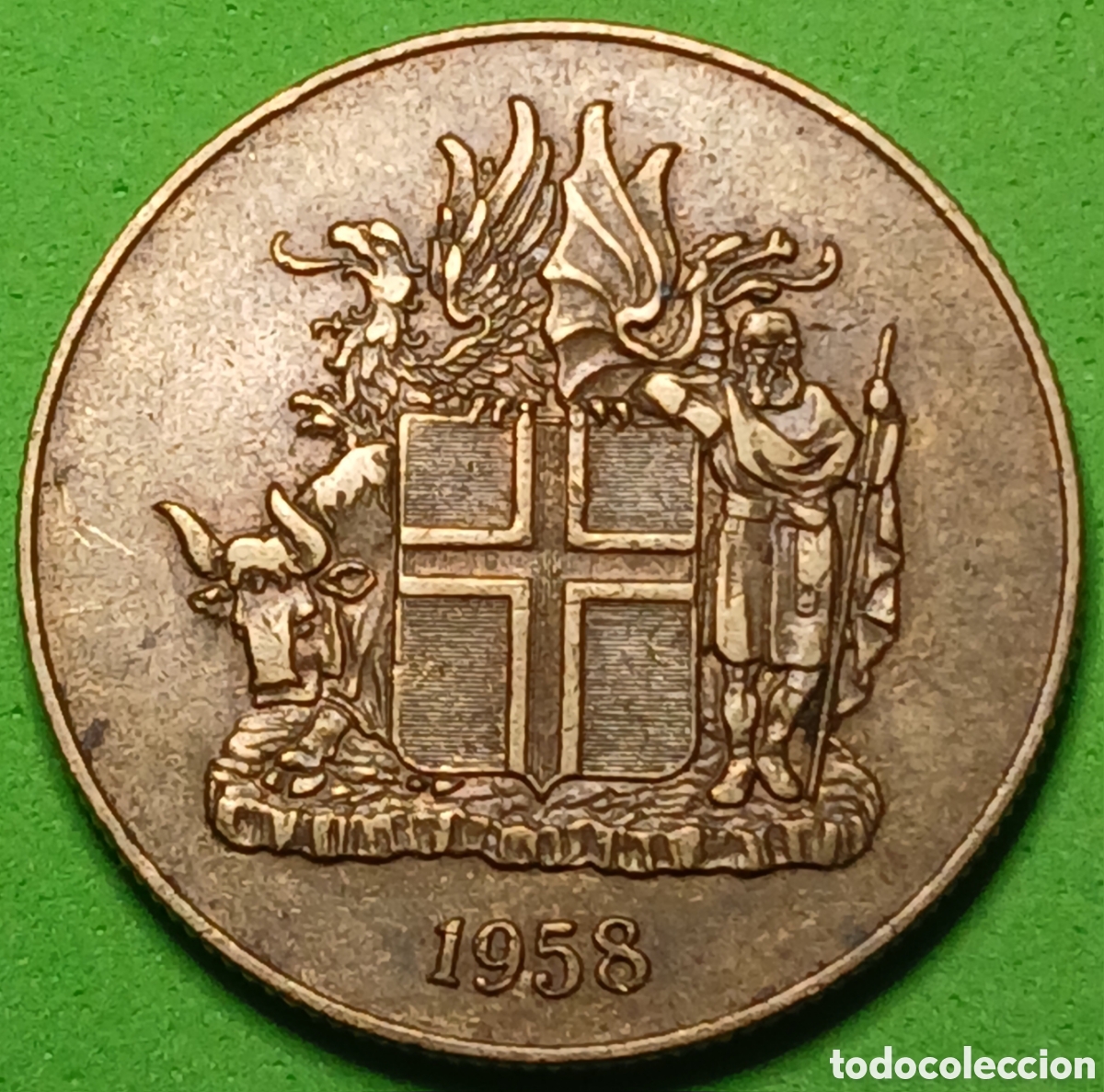 Monnaies anciennes de Europe: Islandia 2 coronas 1958 km#13a.1