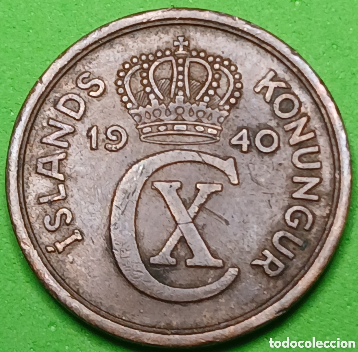 Monnaies anciennes de Europe: Islandia 2 aurar 1940 km#6 sin marca de ceca