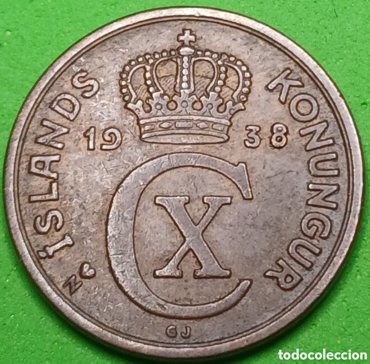 Monedas antiguas de Europa: Islandia 2 aurar 1938 km#6 ESCASA!!