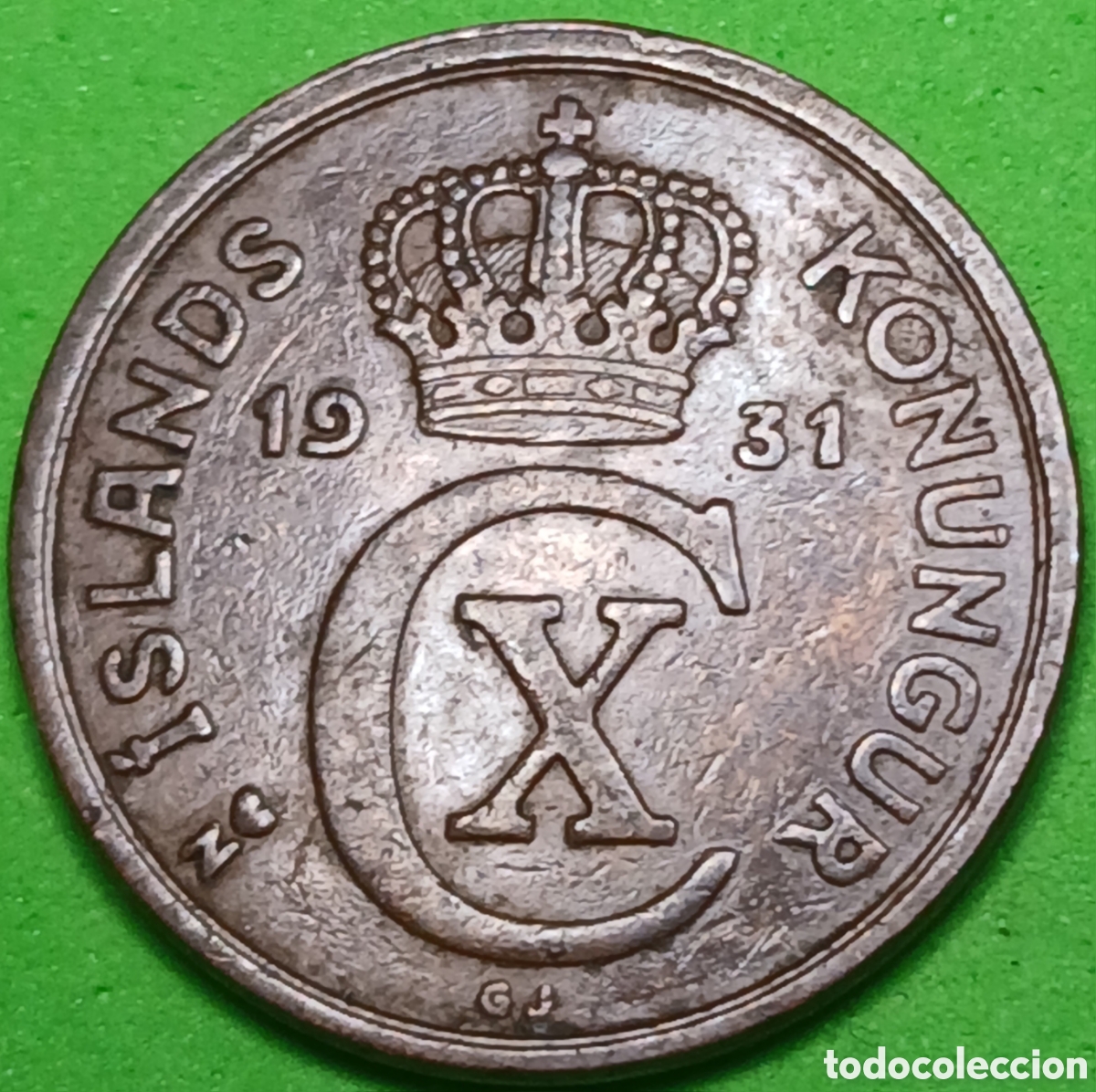 Monnaies anciennes de Europe: Islandia 2 aurar 1931 km#6 poco com&uacute;n!!