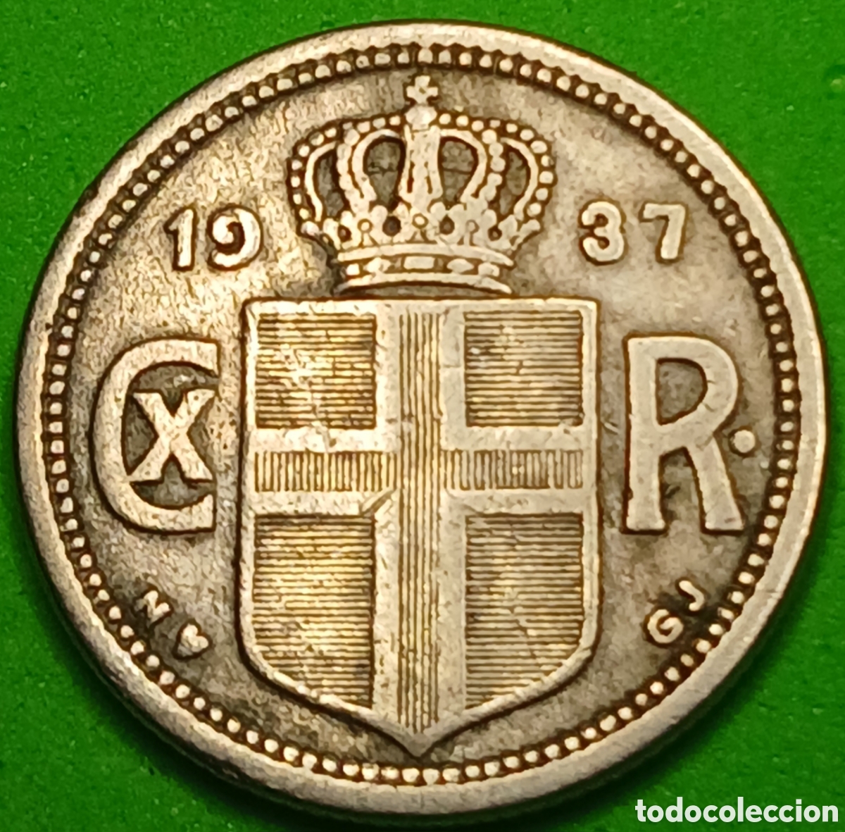 Monedas antiguas de Europa: Islandia 25 aurar 1937 km#2 ESCASA!!
