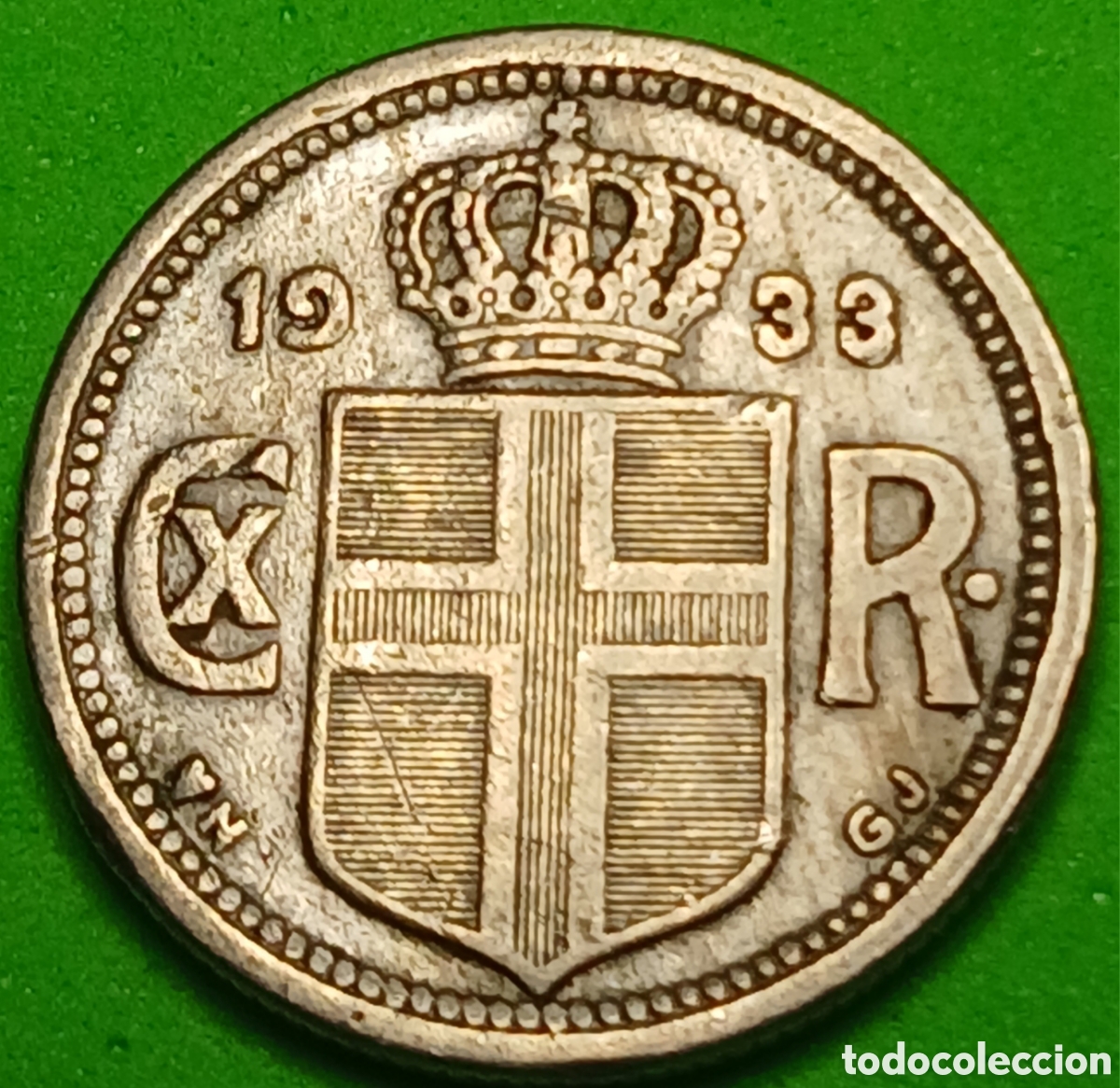 Monedas antiguas de Europa: Islandia 25 aurar 1933 km#2 ESCASA!!