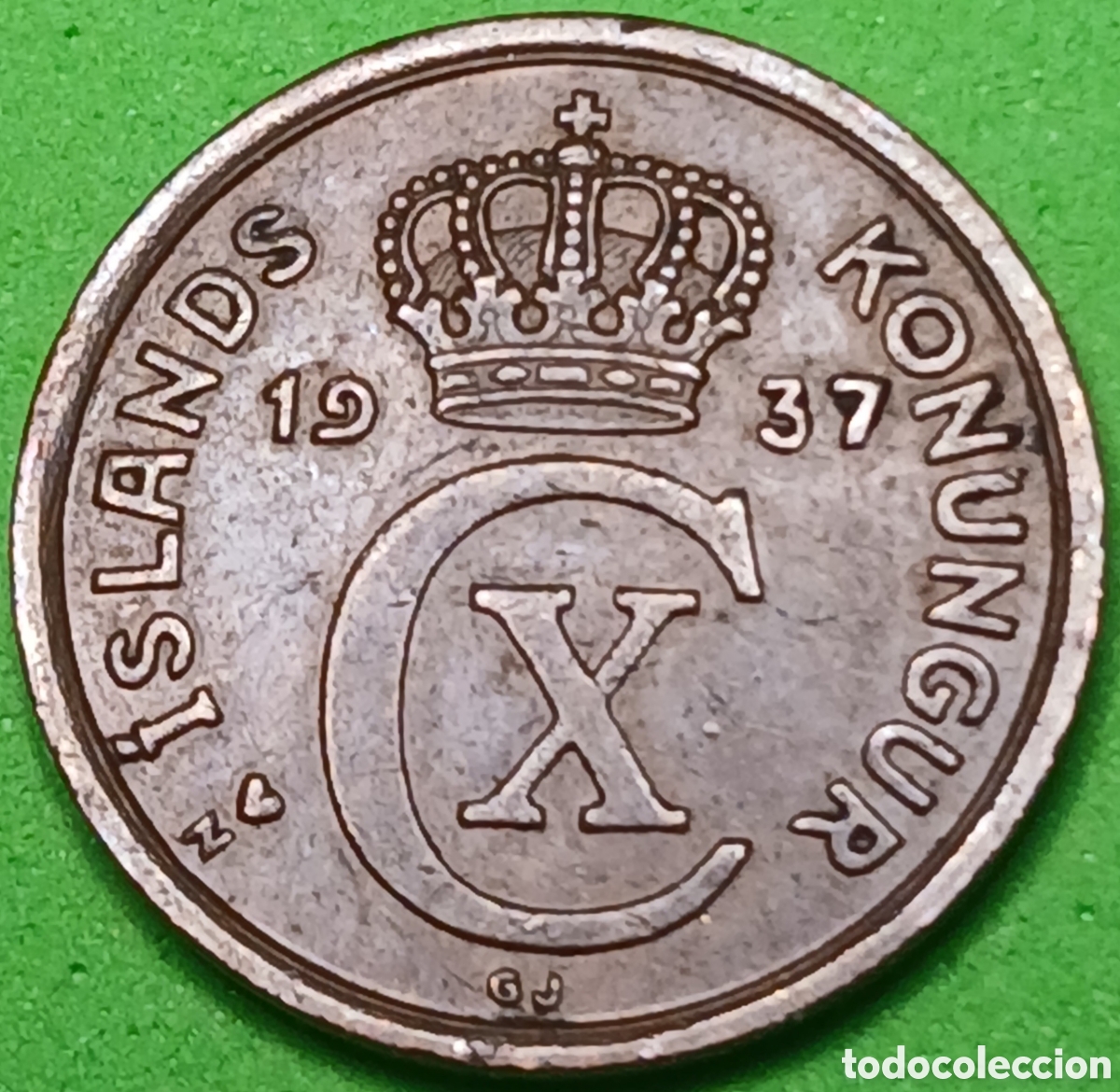 Monedas antiguas de Europa: Islandia 1 eyrir 1937 km#5 ESCASA!!