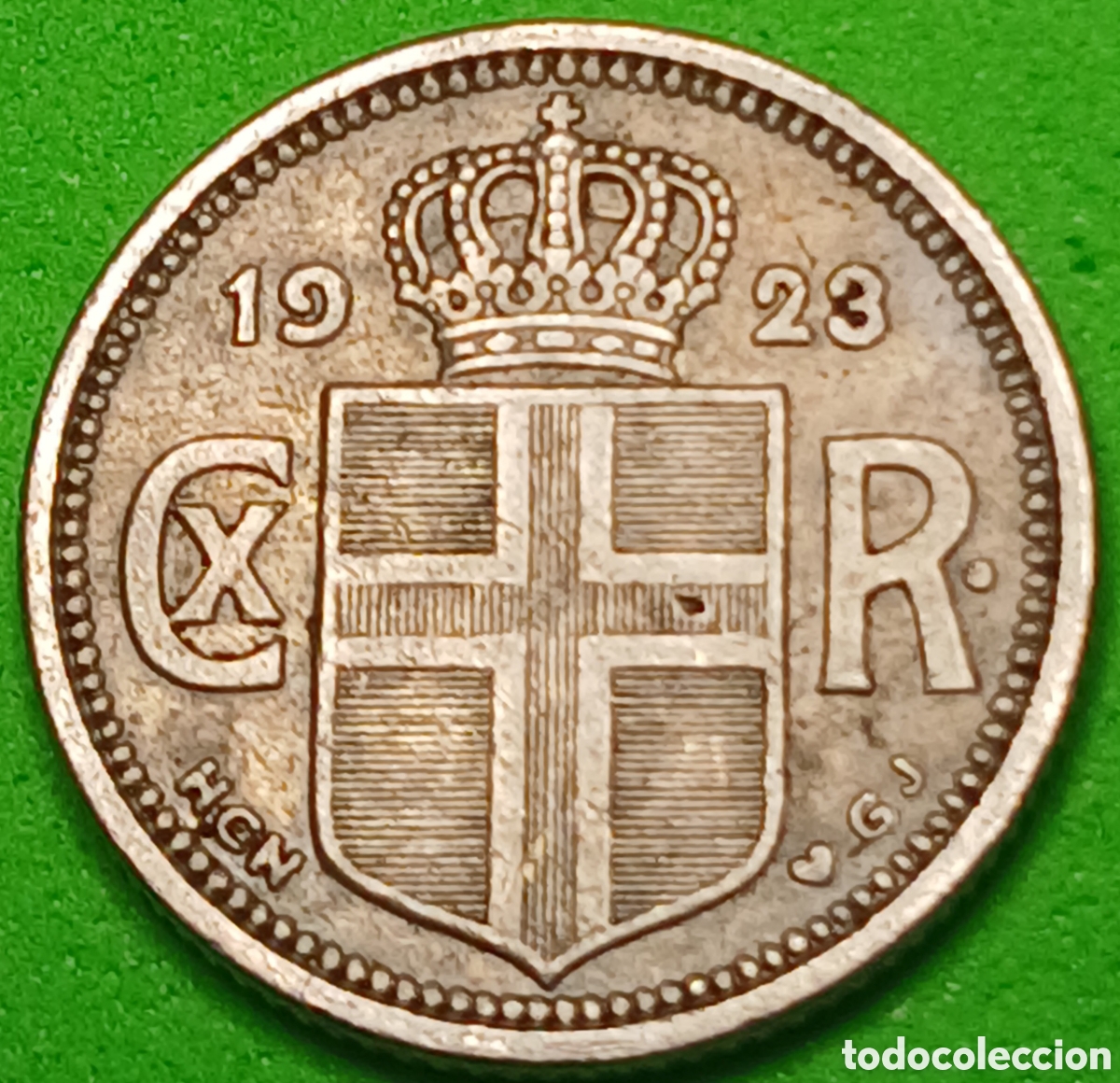 Monedas antiguas de Europa: Islandia 10 aurar 1923 km#1 ESCASA!!