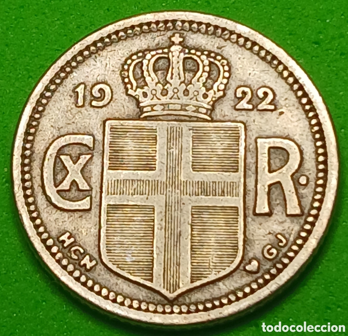 Monedas antiguas de Europa: Islandia 10 aurar 1922 km#1 poco com&uacute;n!!