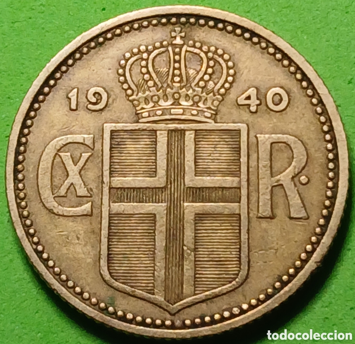 Monedas antiguas de Europa: Islandia 1 corona 1940 km#3 sin marca de ceca
