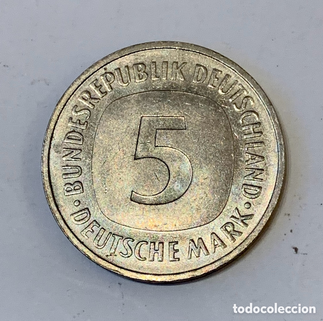 Alte M&uuml;nzen aus Europa: Moneda. Bundesrepublik Deutschland. 5 Deutsche Mark. 1989 F.