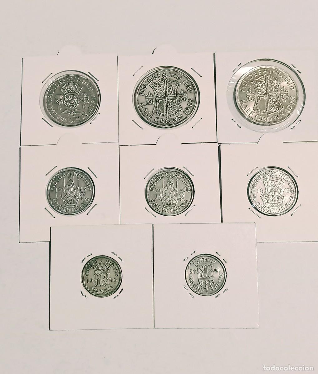 Moedas antigas da Europa: GRAN BRETA&Ntilde;A plata lote 8 monedas