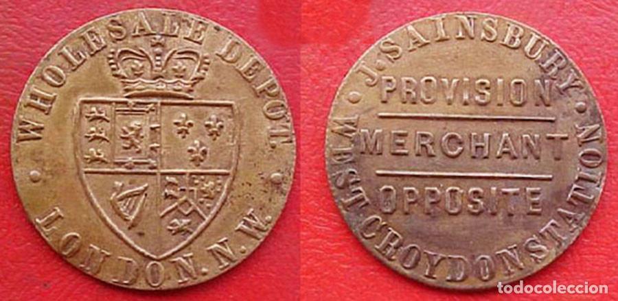 Moedas antigas da Europa: GRAN BRETA&Ntilde;A - 1 GUINEA - COMPRA DE MERCANCIAS - J.SAINSBURY - BRONCE