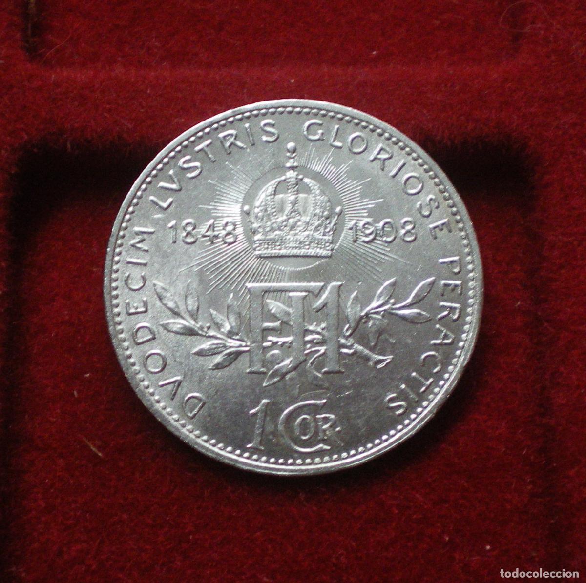 Monete antiche di Europa: AUSTRIA - 1 CORONA de PLATA - 1908 - CORONACION - APROX.S/C